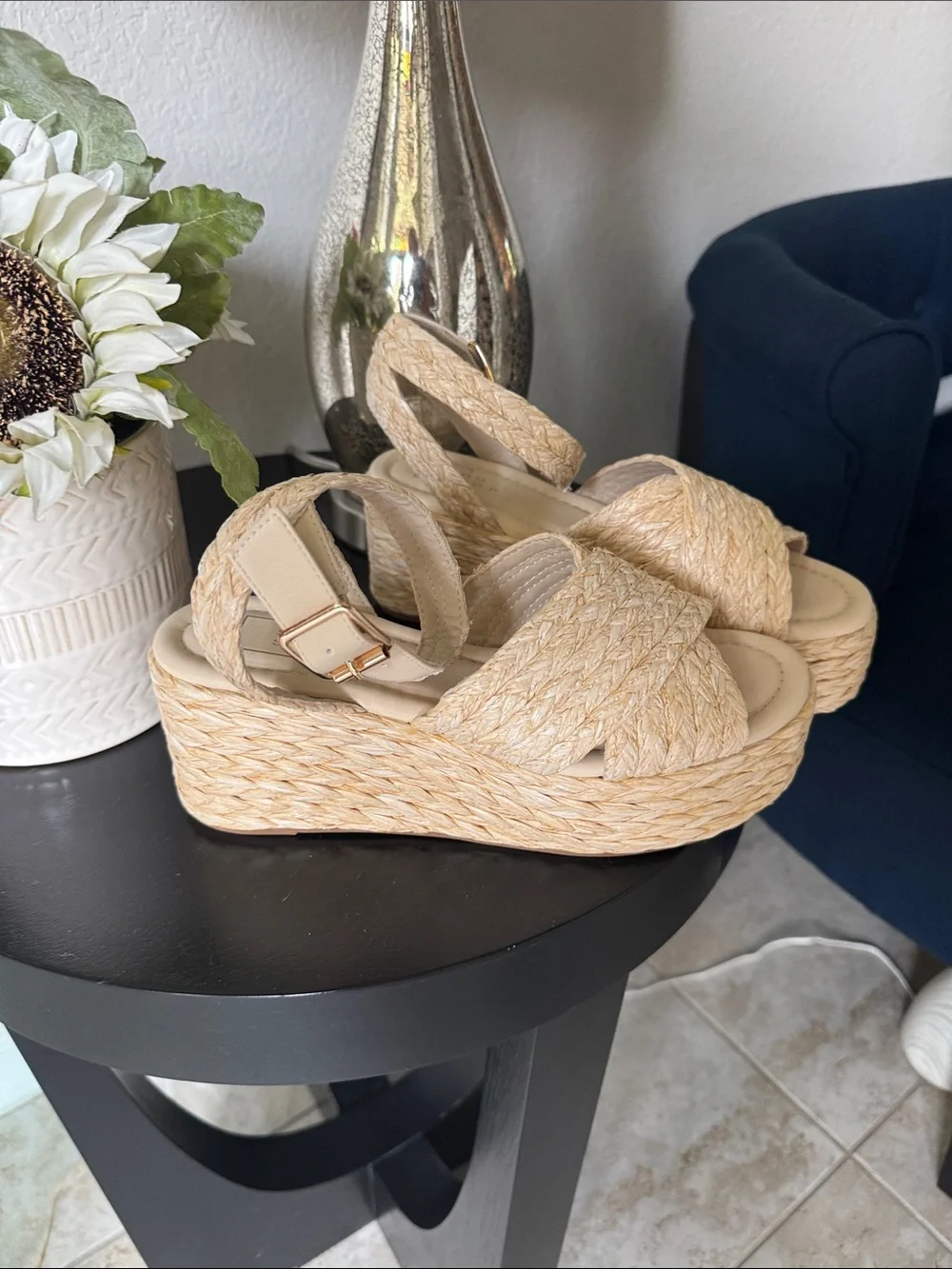 Shu Shop Strappy Espadrille Platform Sandals in Natural